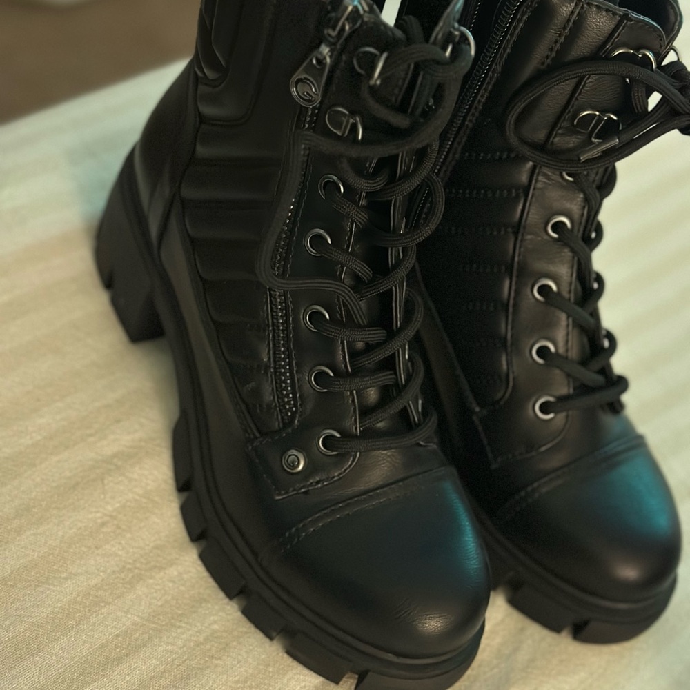 Women's Black Lace-Up Boots